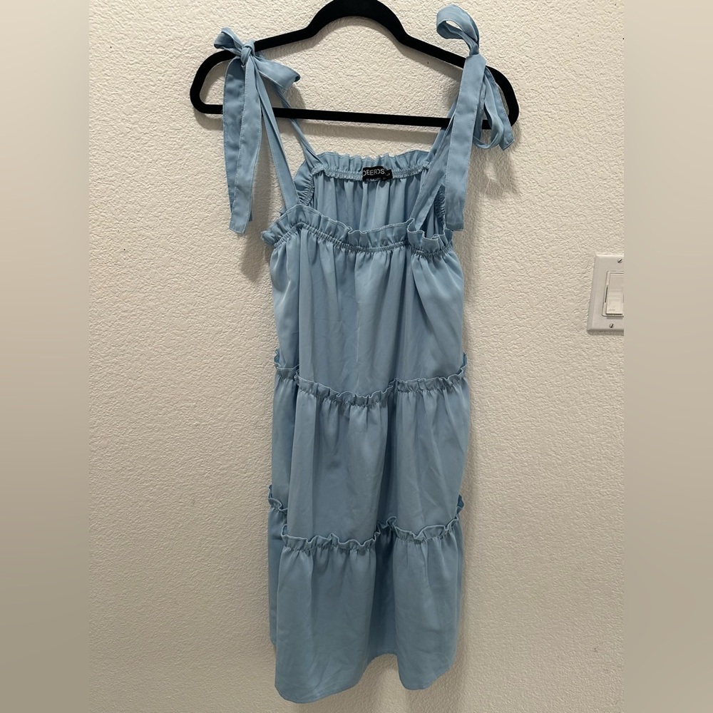 Deerose shoulder tie dress L light blue